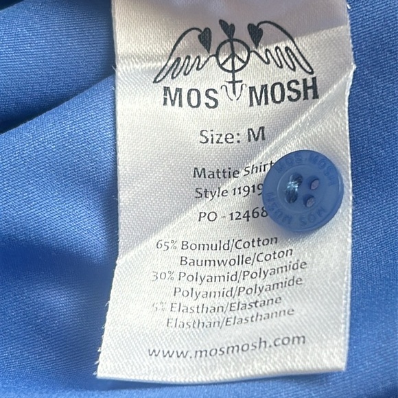 Mos Mosh Mattie Blue Button Down Ruffle Cuff Size Blouse Women Size M - Picture 8 of 13
